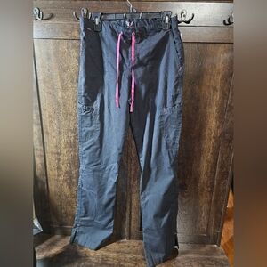 Smitten Black Cargo Pants with Pink Accents